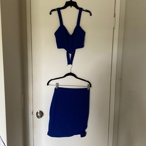 Blue lulu bodycon 2 piece